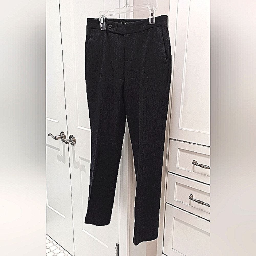 Lauren Ralph Lauren Wool Houndstooth Pants Trousers Charcoal Grey